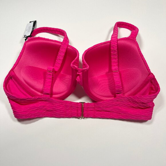 Victoria Secret 38D ICON Push Up Bikini Top Underwire Textured Pink - Picture 3 of 5